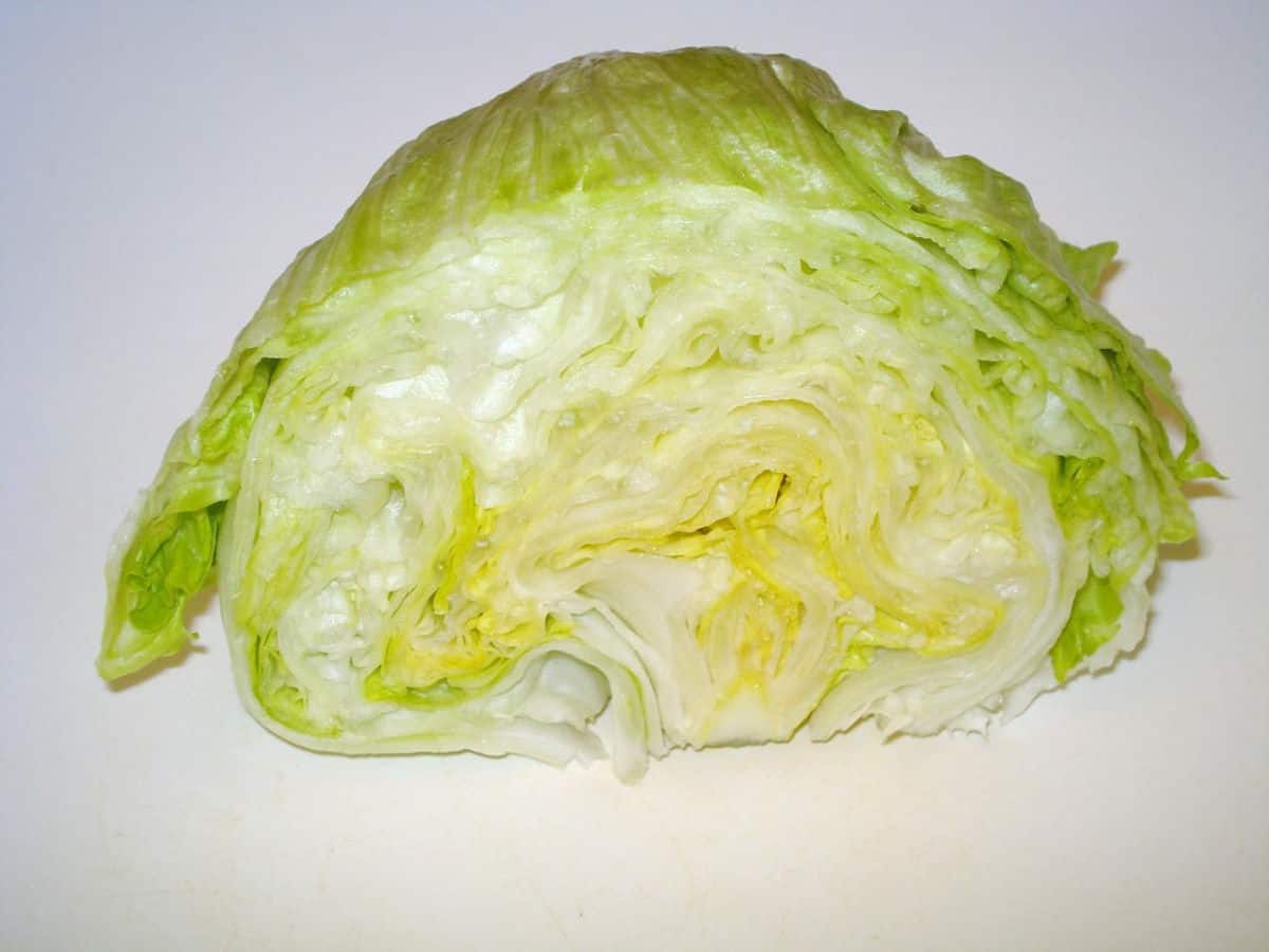 Half a head of iceberg lettuce.