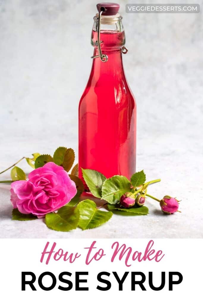 Bottle of rose syrup.