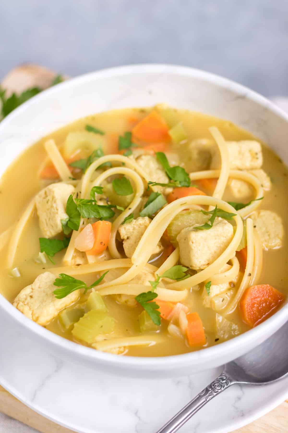 Vegan Chicken Noodle Soup - Create Mindfully