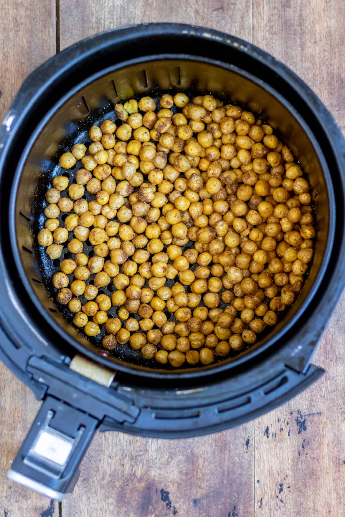 Cooked chickpeas in the air fryer.