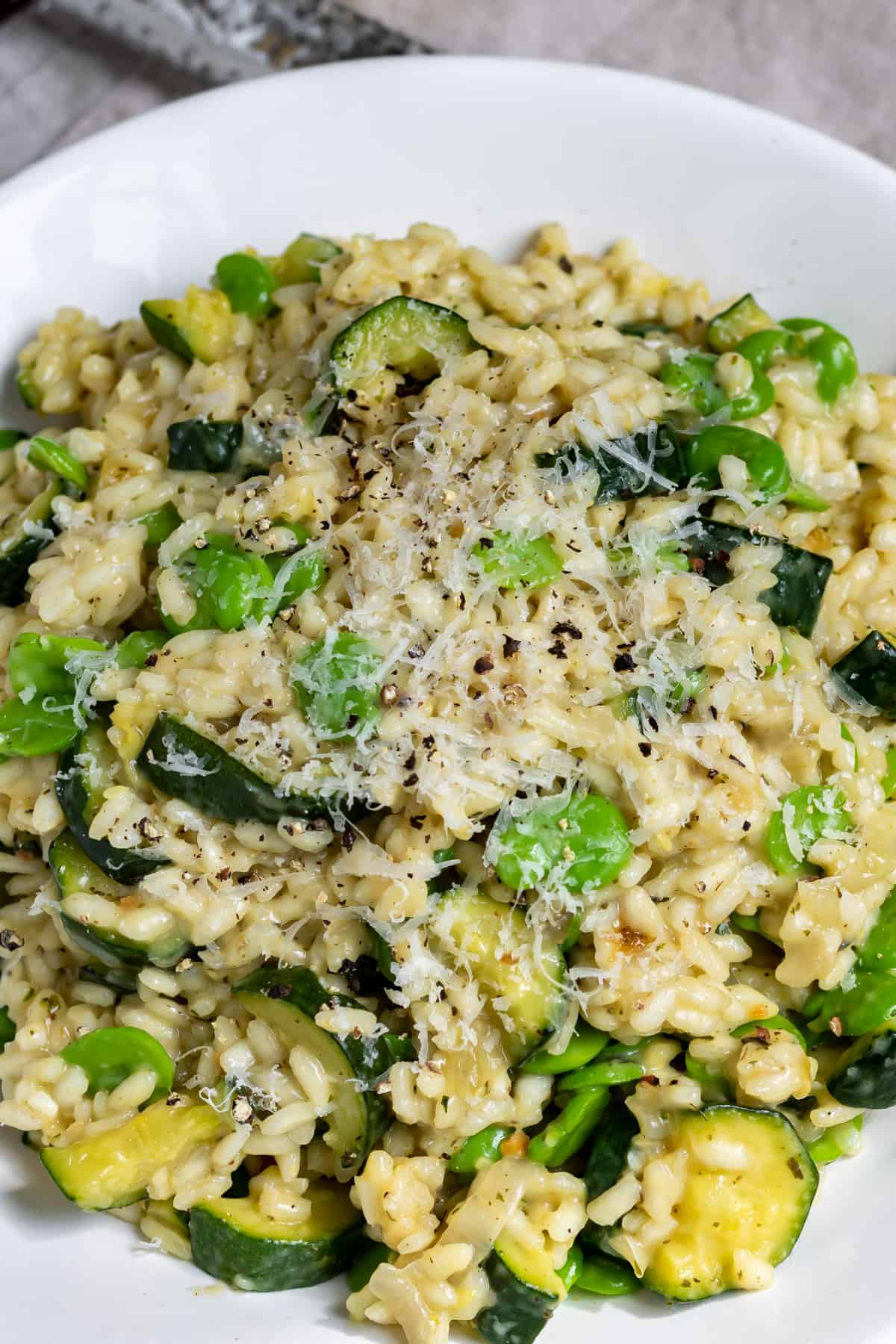 Close up of a plate of risotto.