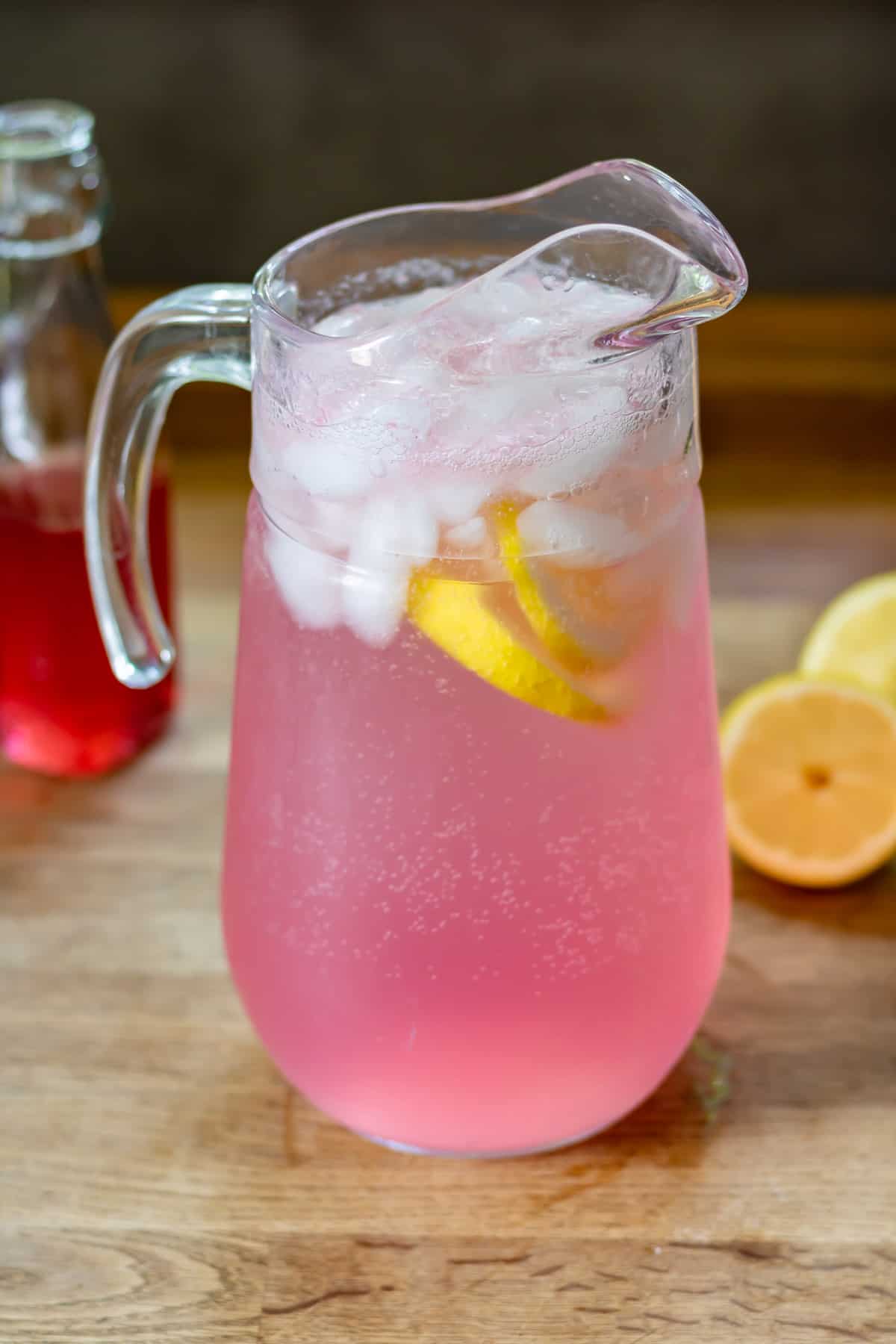 Pitcher of rose lemonade.