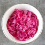 Bowl of quick pickled onions.