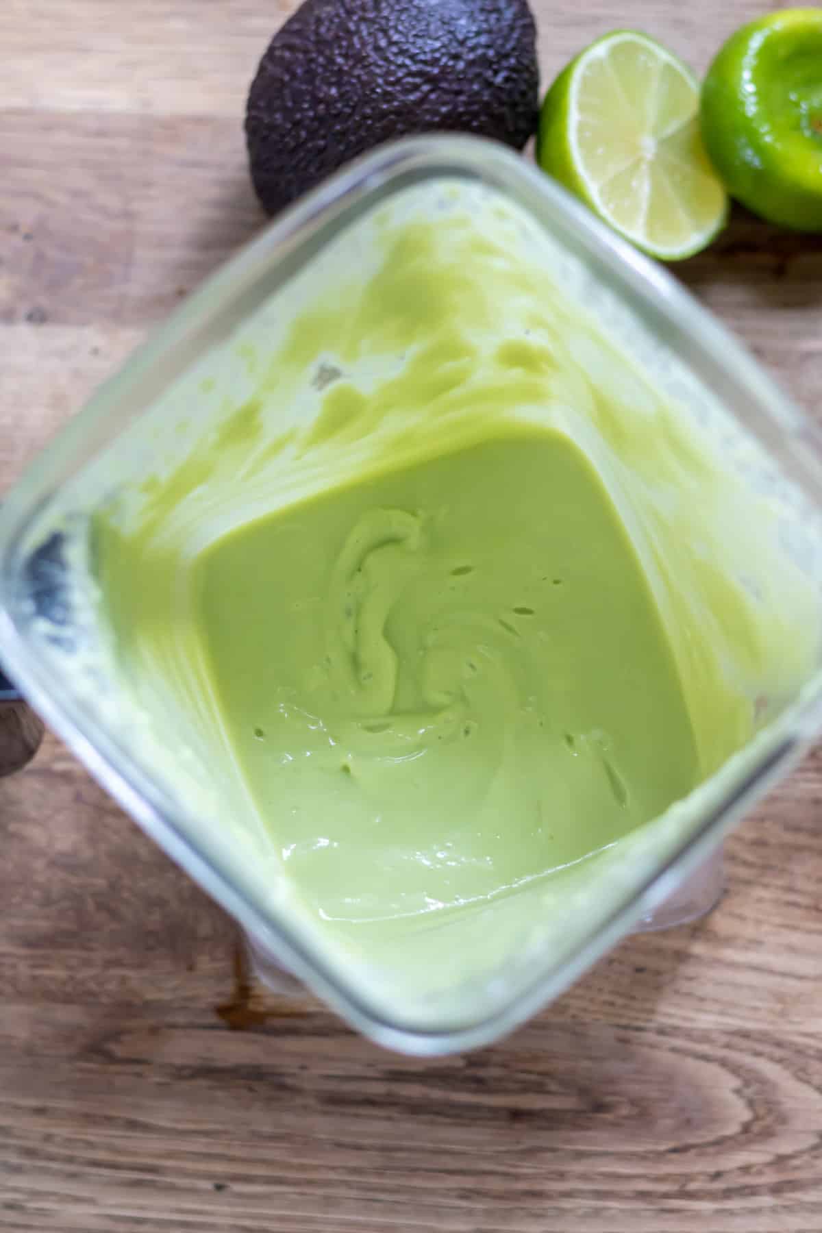 Blended lime avocado mixture.
