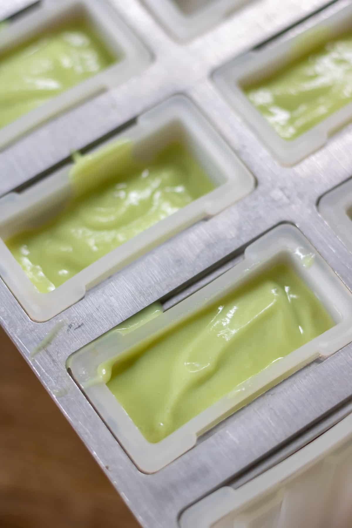 Mixture in popsicle molds.