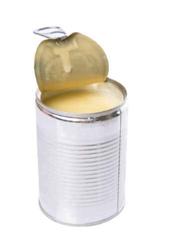 Open can of condensed milk.