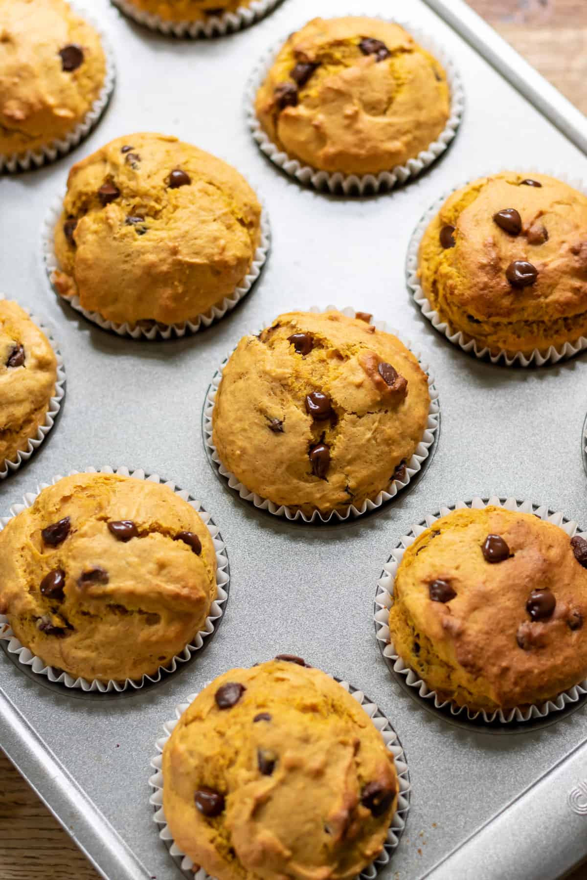 Baked muffins in a muffin pan.