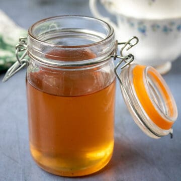 Jar of tea simple syrup.