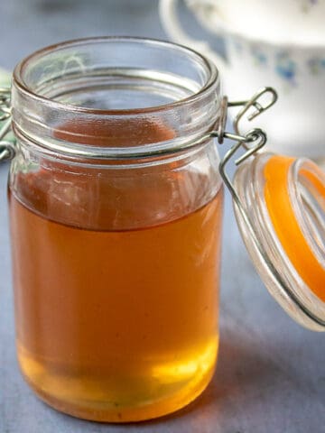 Jar of tea simple syrup.