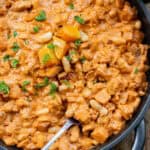 Spoon in a serving dish of creamy butternut beans.