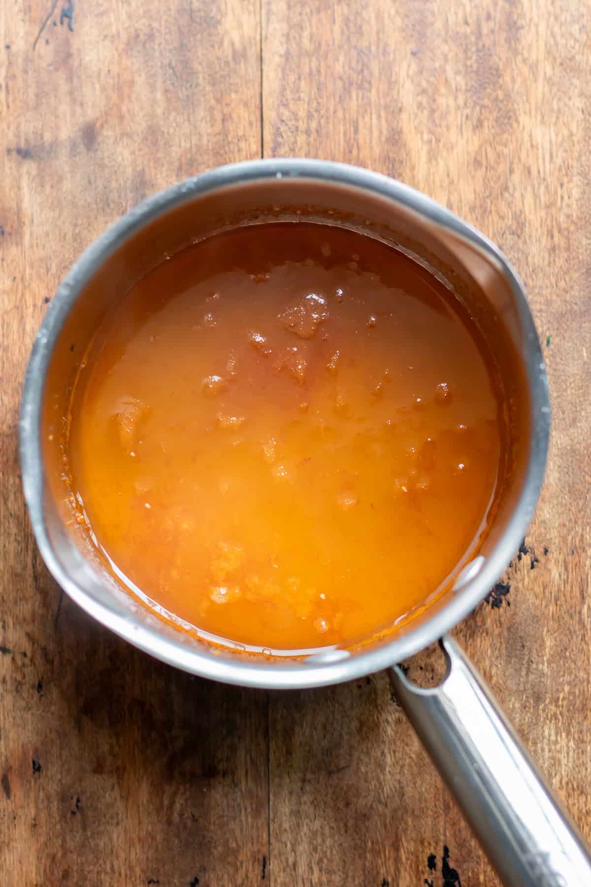 Simmering the grapefruit simple syrup.