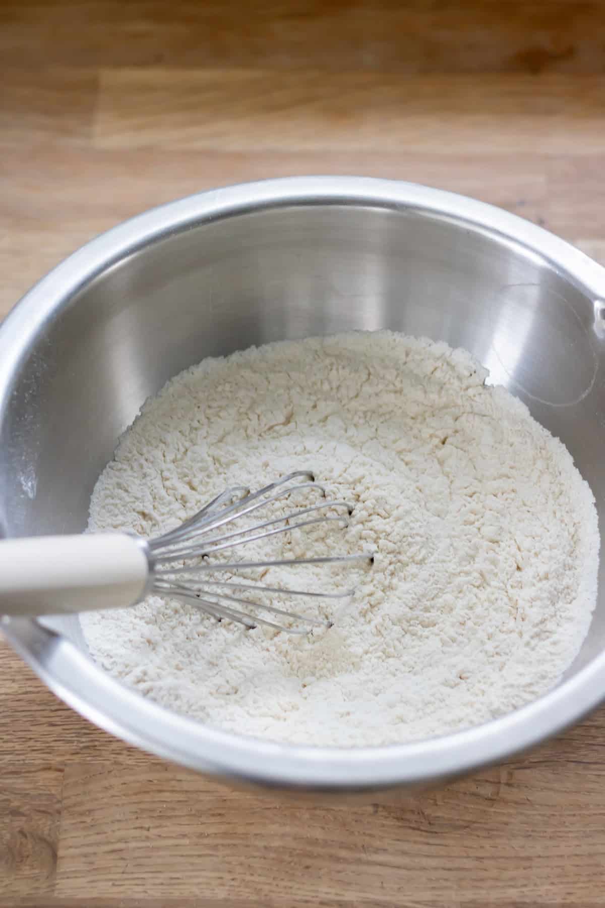 Whisking the dry ingredients.