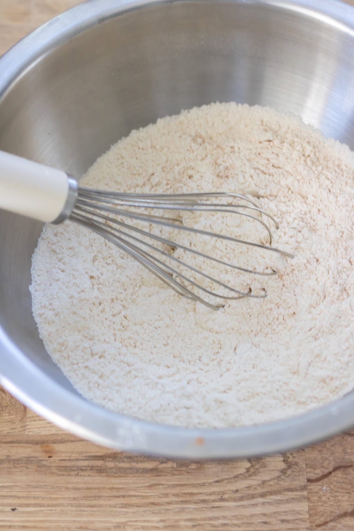 Whisking the dry ingredients.