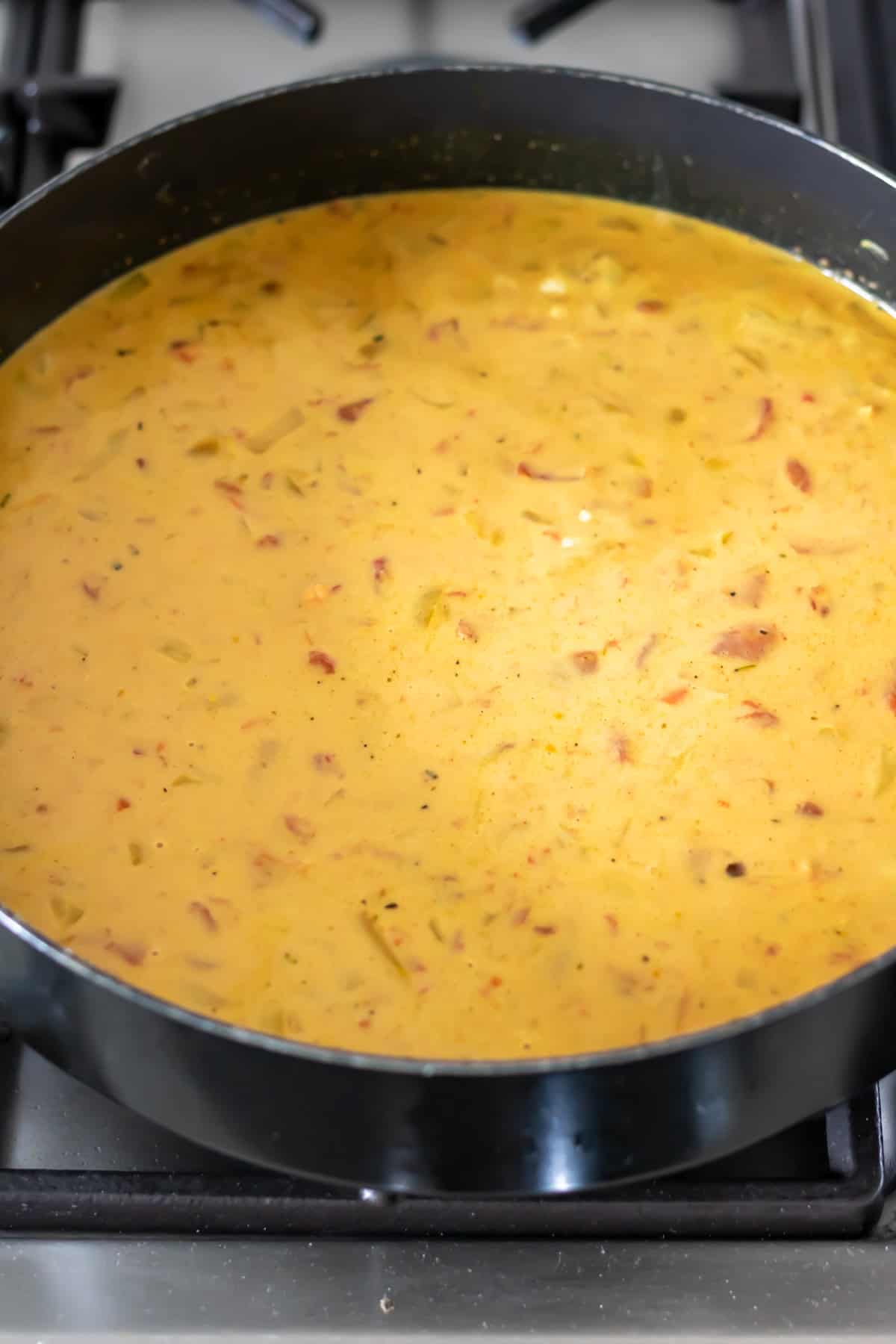 Ingredients stirred together.
