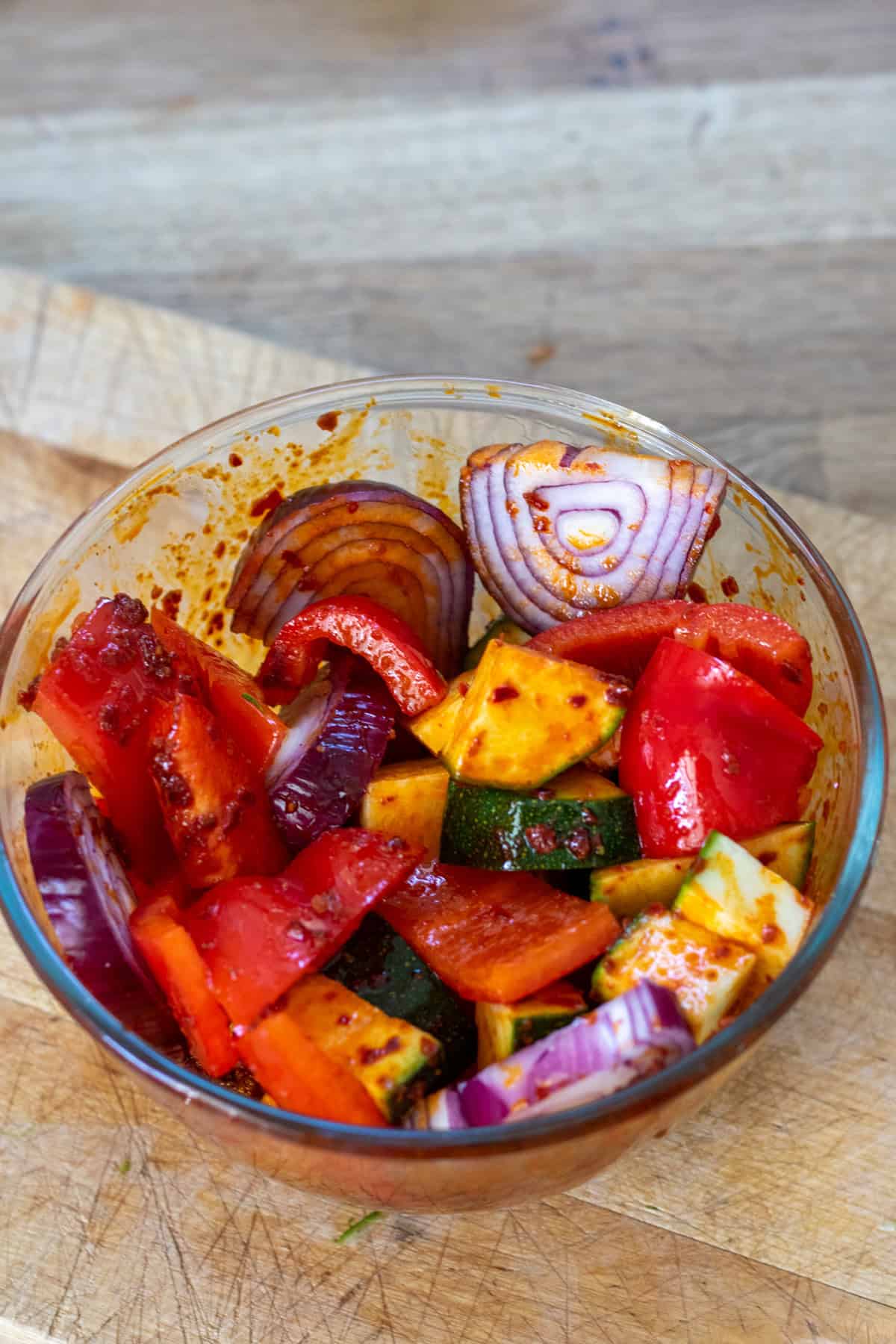 Mediterranean vegetables tossed in harissa oil.