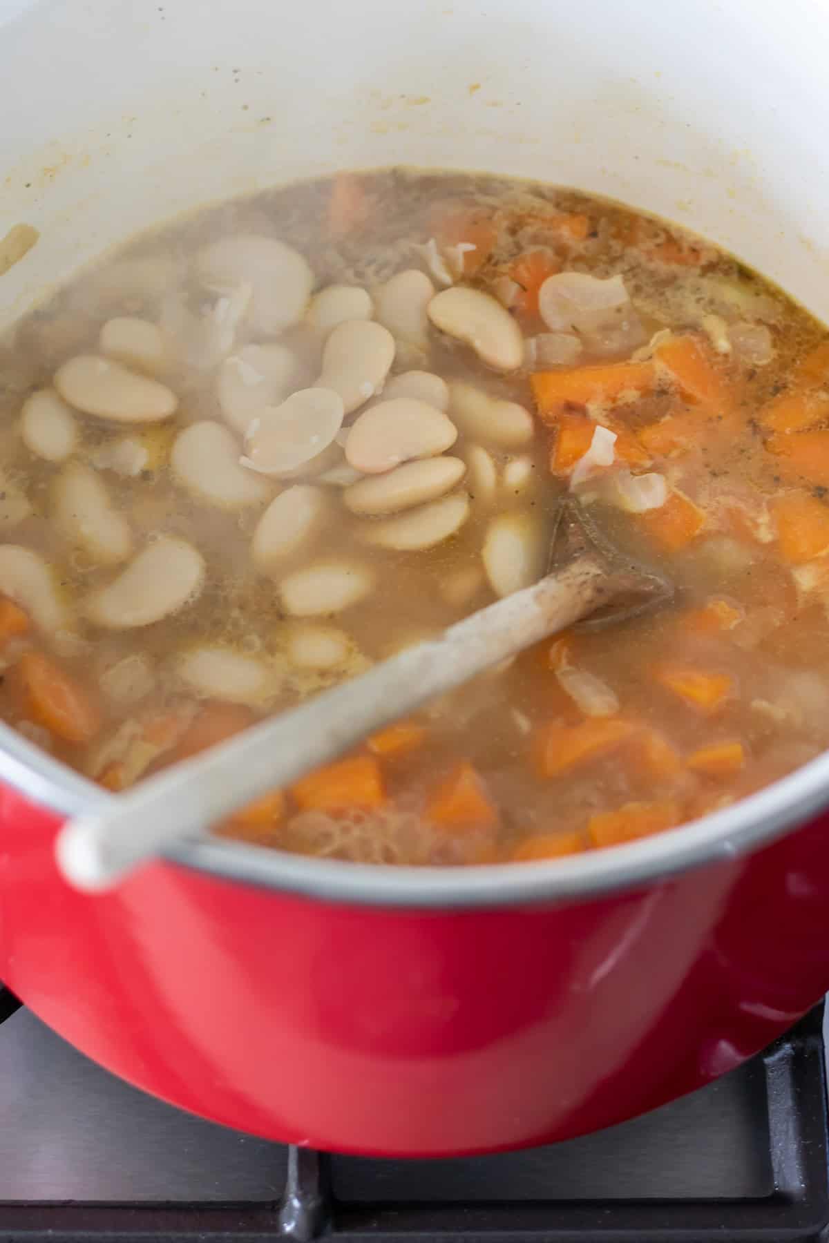 Butter beans added to the soup.