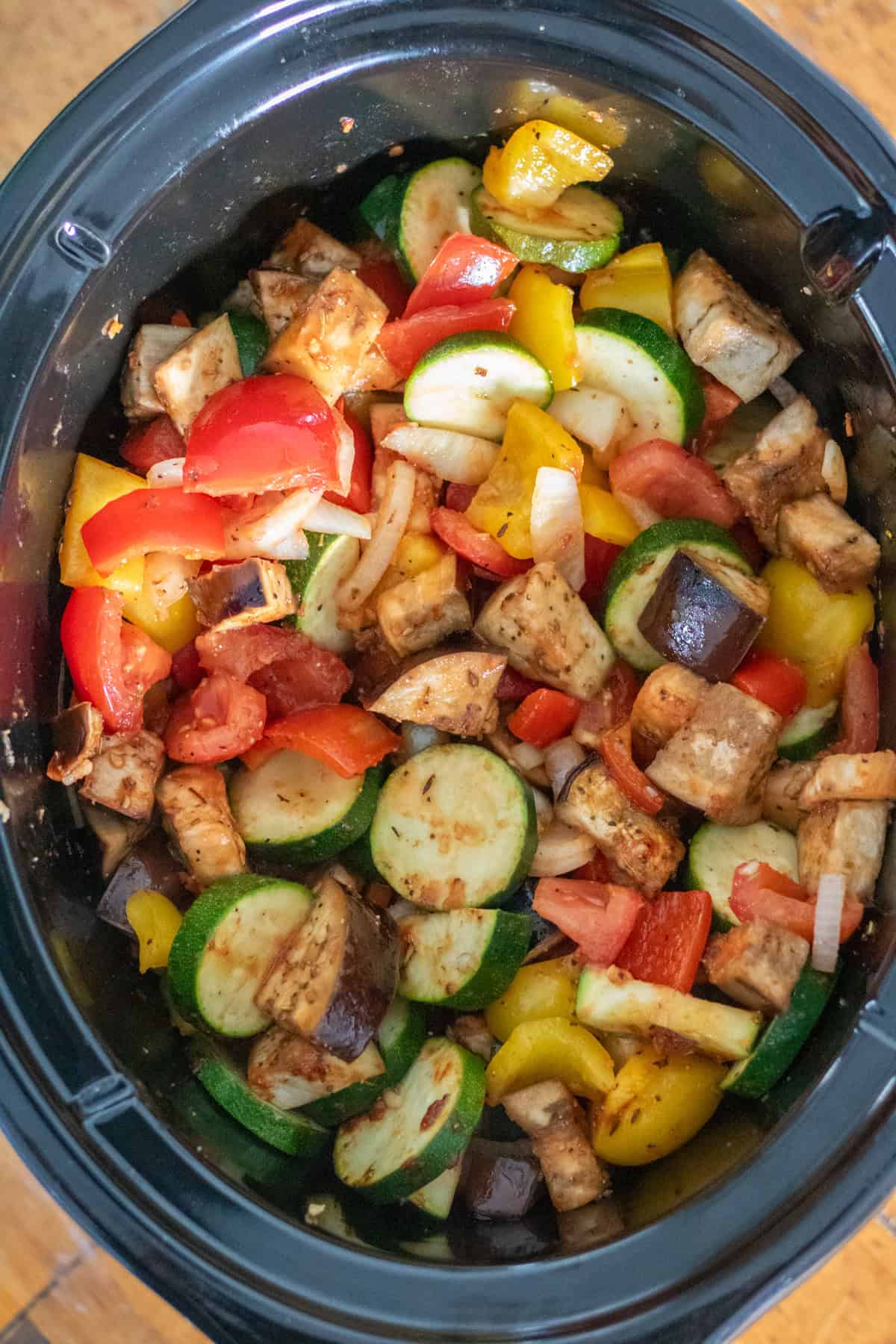 Partially slow cooked ratatouille.