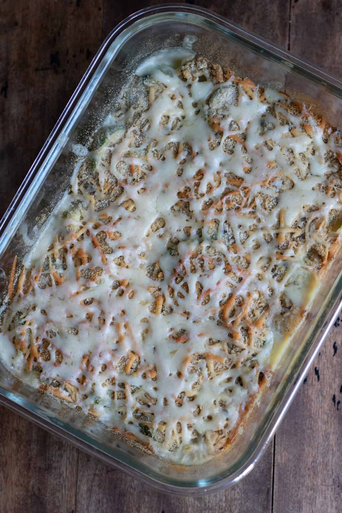 Baked au gratin brussels sprouts.