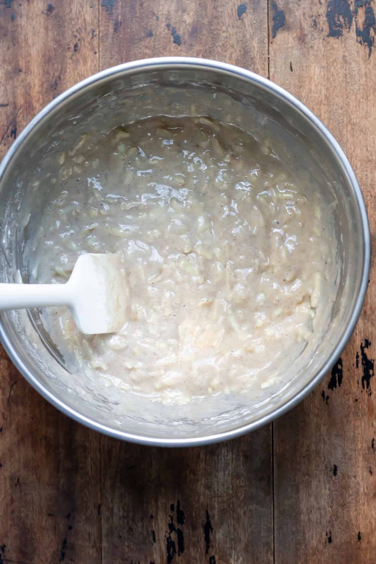 Mixed parsnip cake batter.