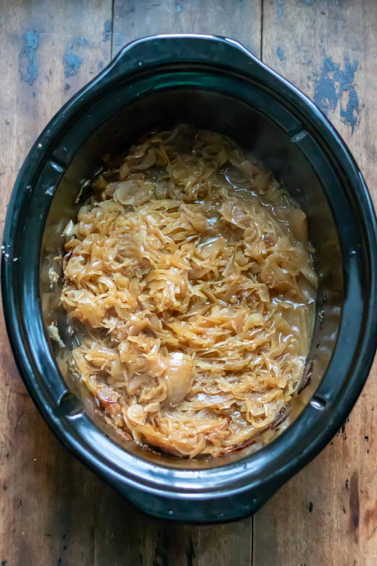 Caramelised onions in the slow cooker.