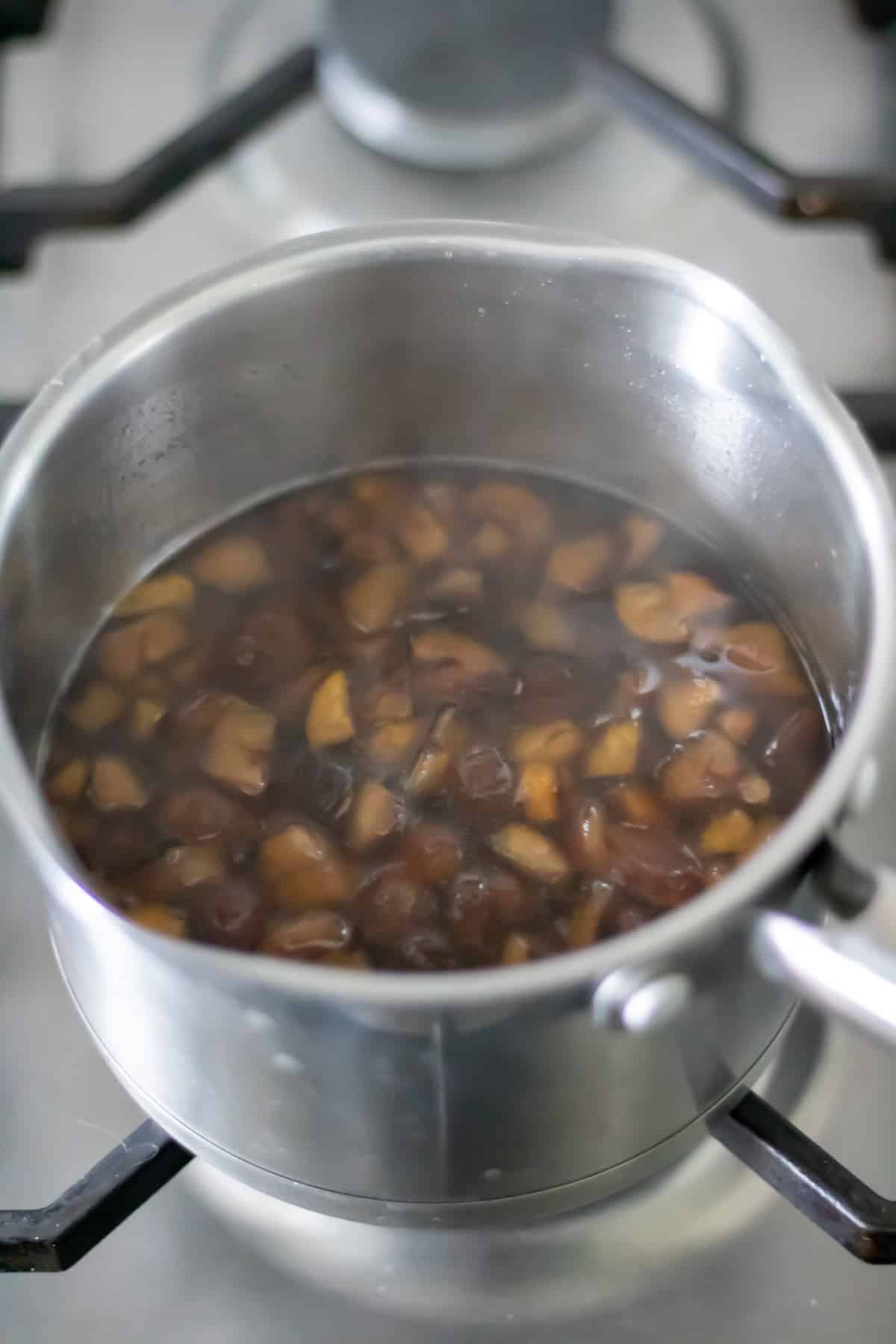 Infusing the chestnut syrup.