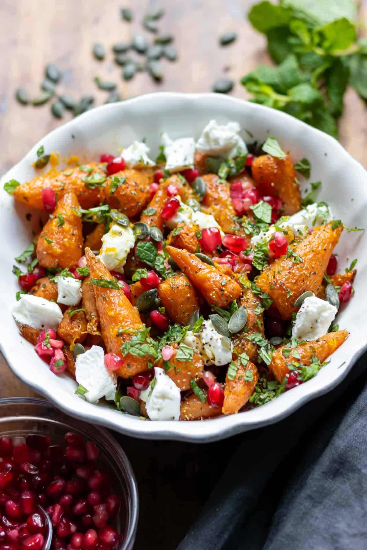 Bowl of warm carrot salad.