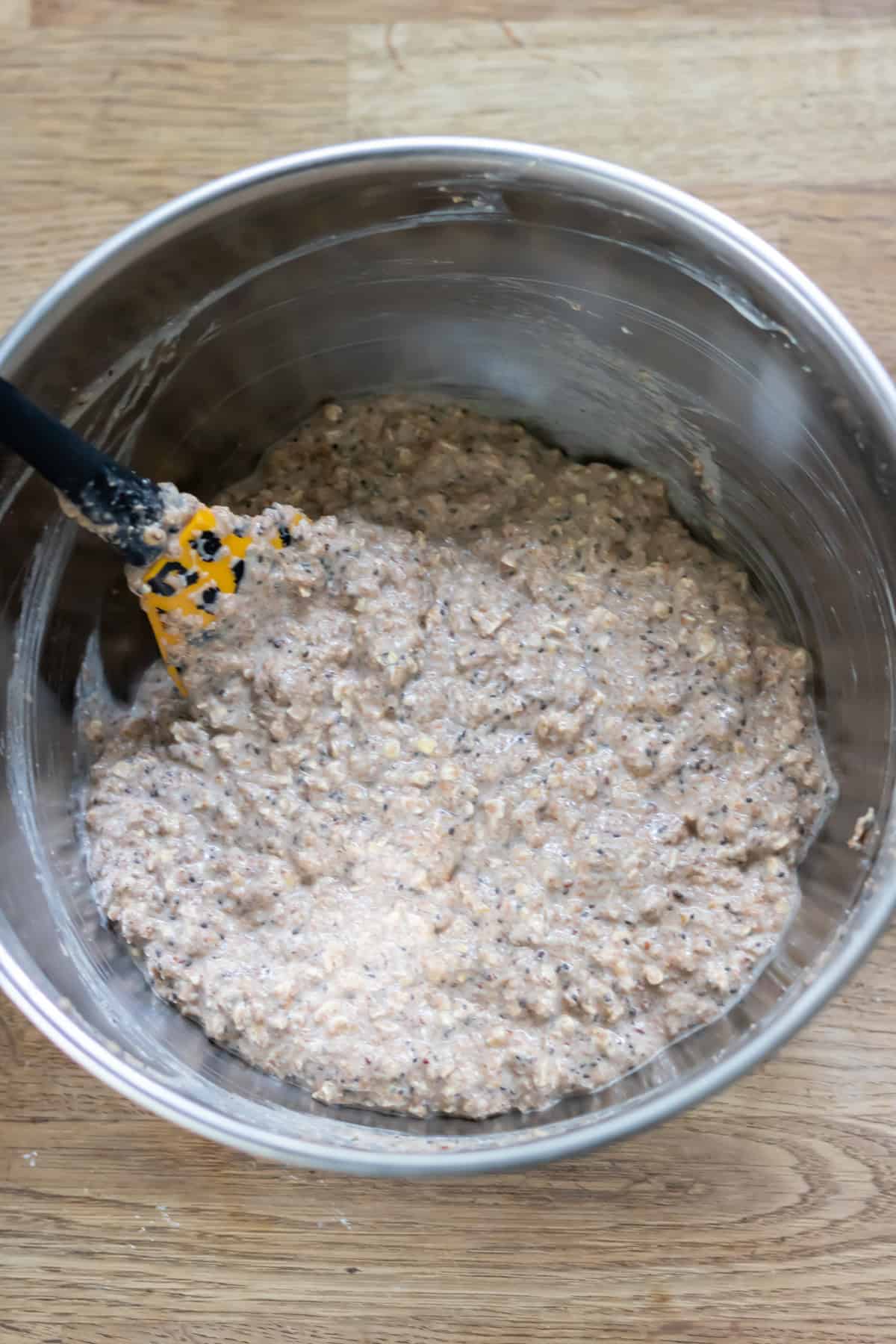 Mixed batter resting.