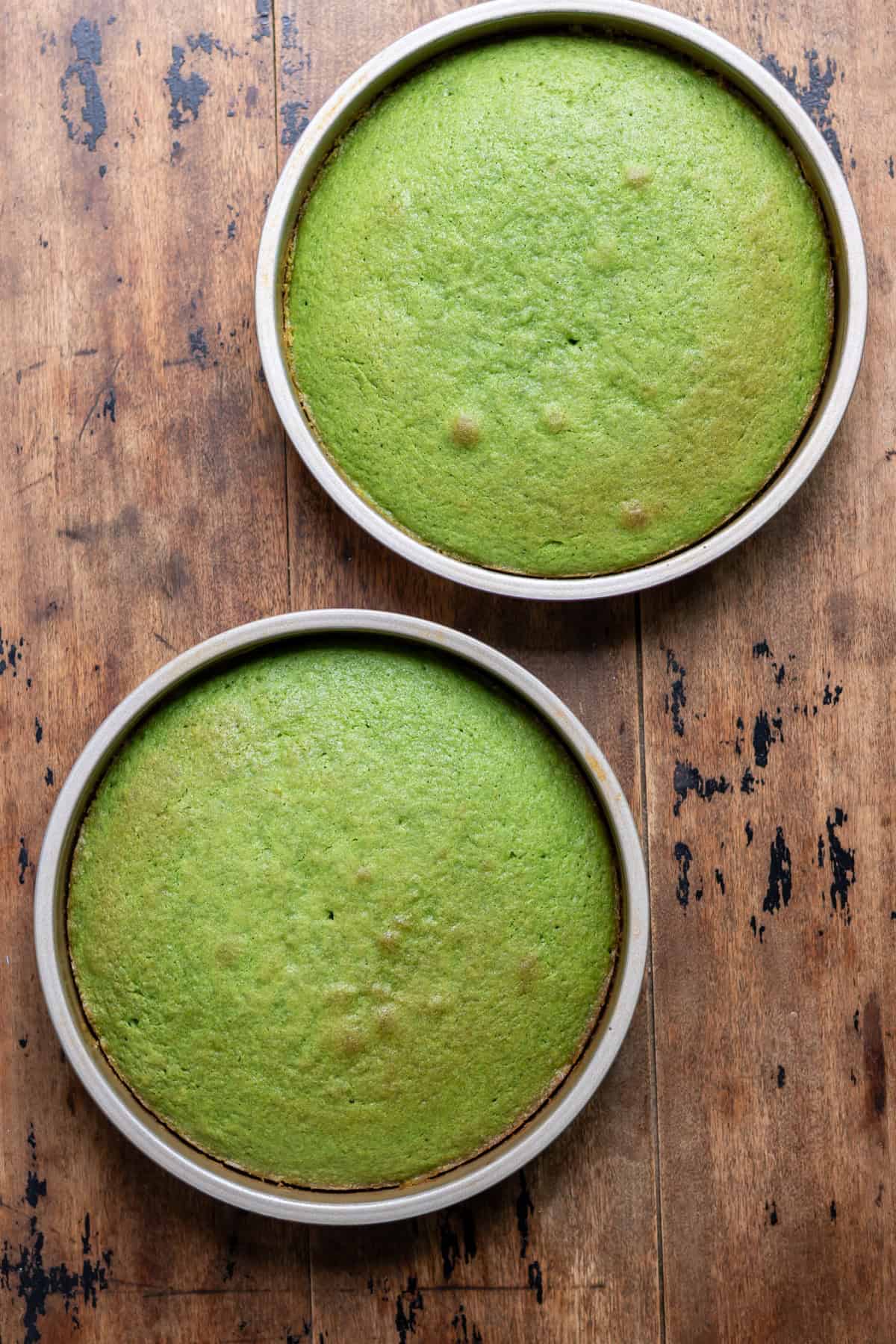 Baked stinging nettle cake in the pans.