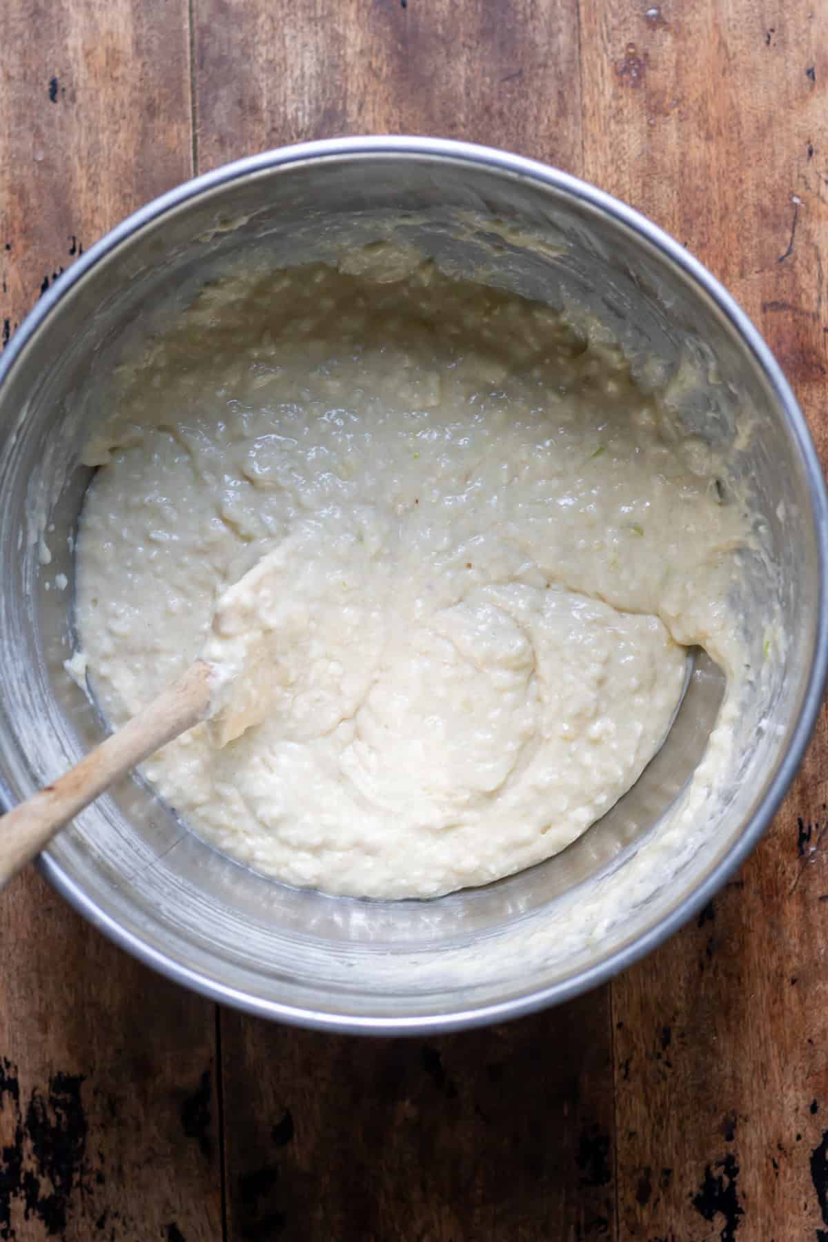 Mixed lime coconut batter.