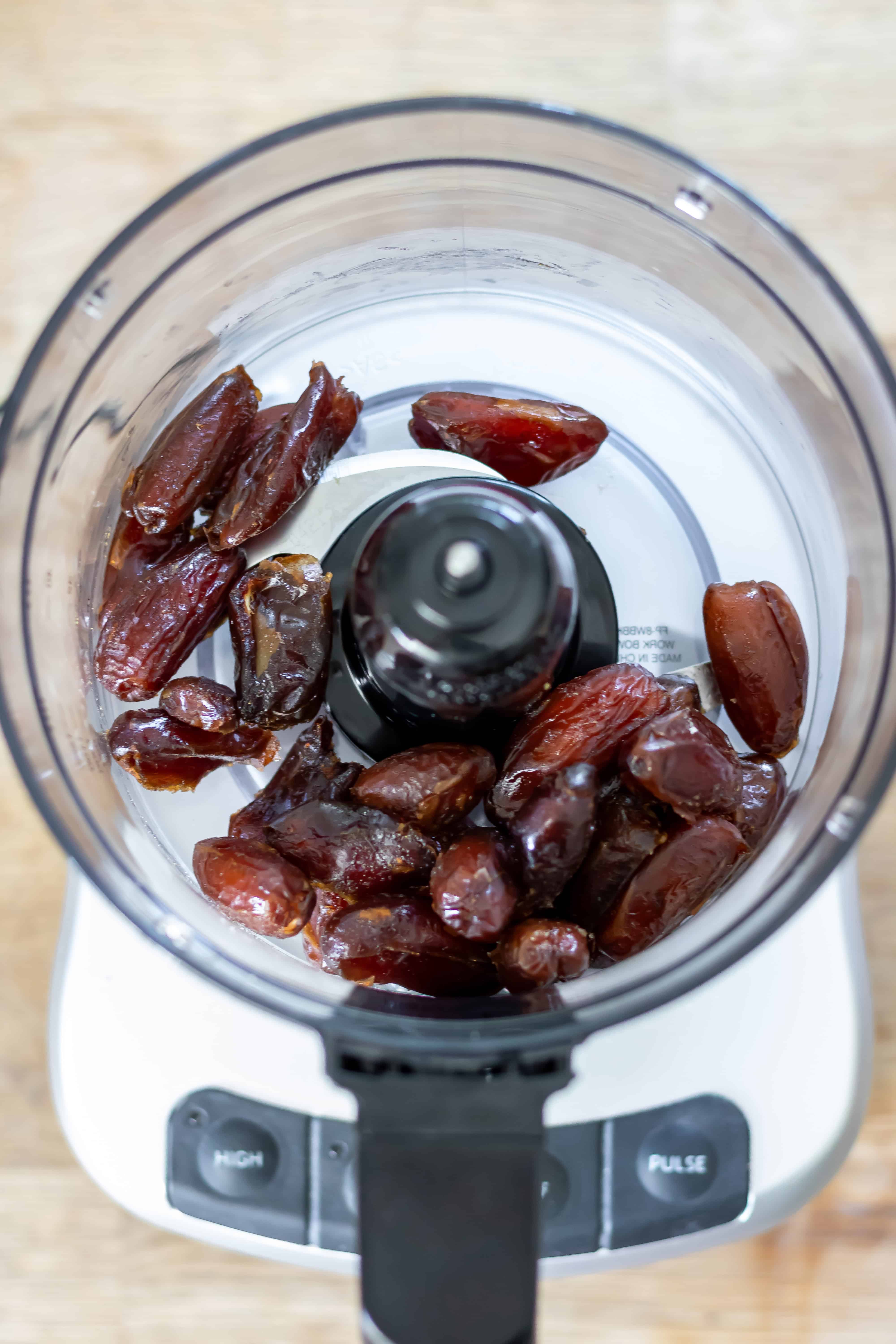 Dates in a food processor.