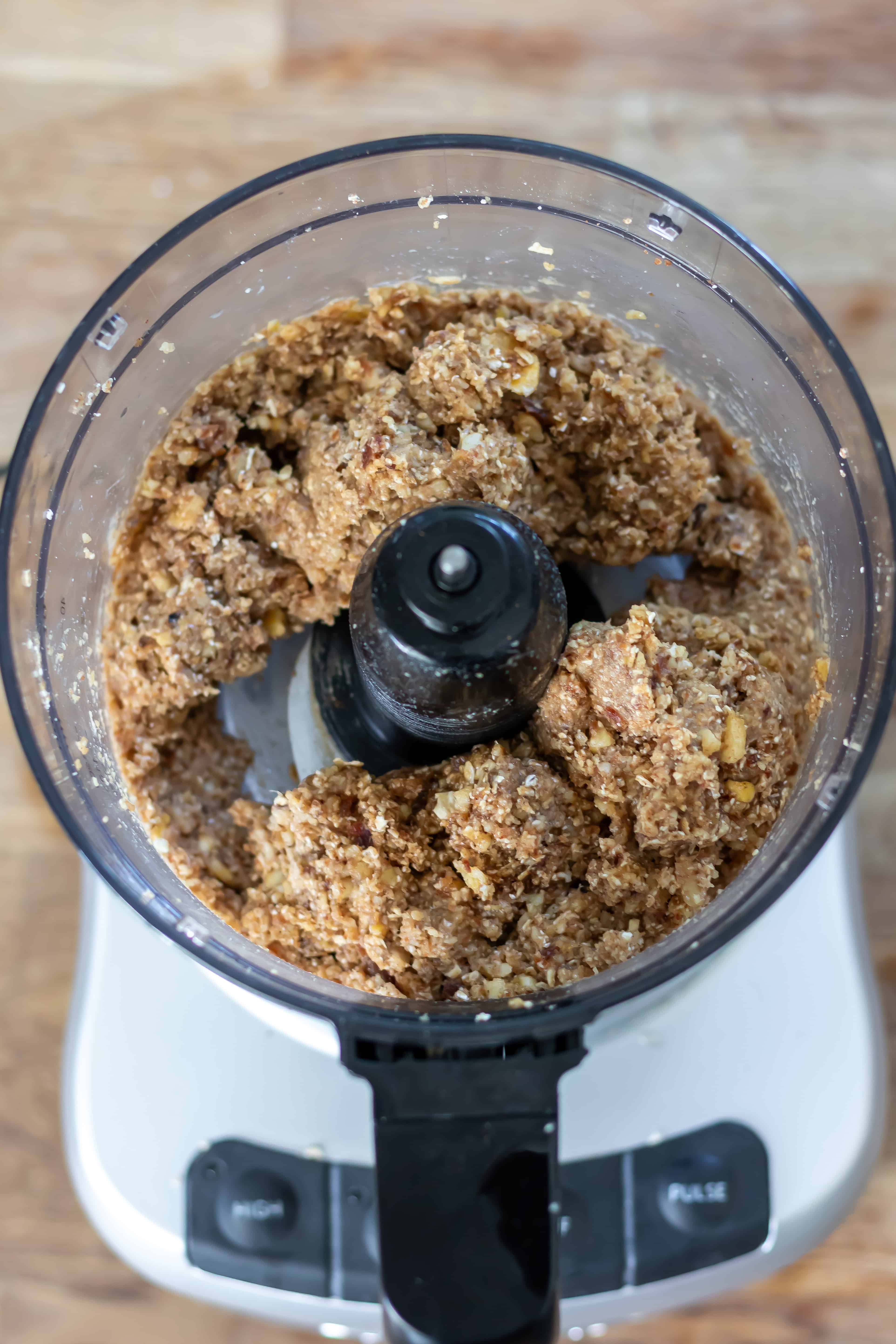 Mixed sticky banana bread energy ball mixture.