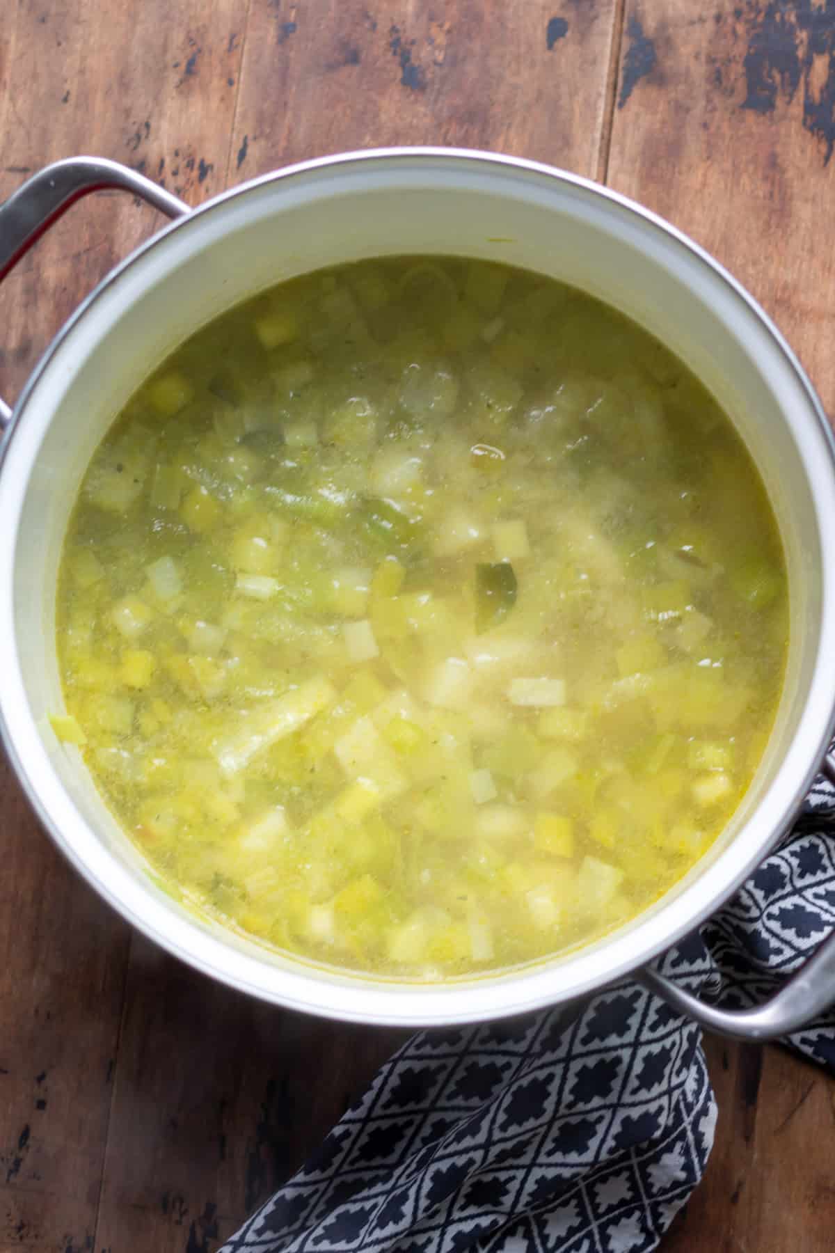 Simmering soup.